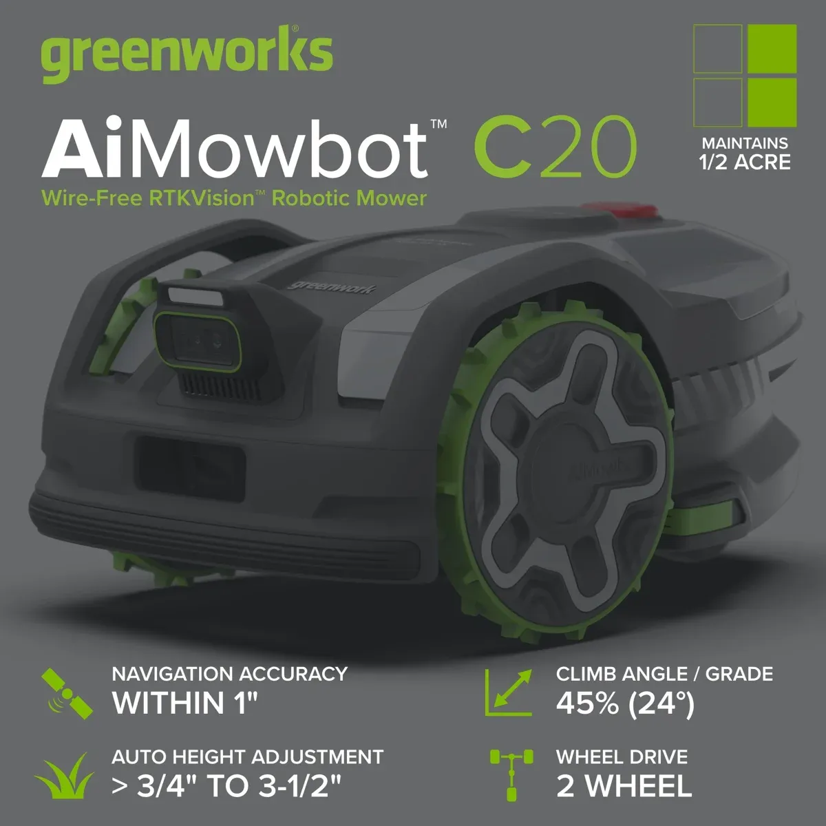 Greenworks AiMowbot view 2